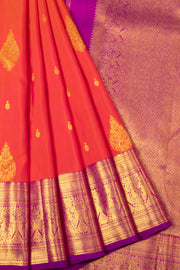 Red Handloom Kanjivaram Korvai Silk Saree - Avishya