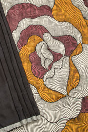  Black Mulberry Hand Painted Silk Saree - Avishya