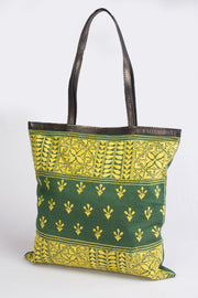 Green Kantha Embroidery Tote Bag - Avishya