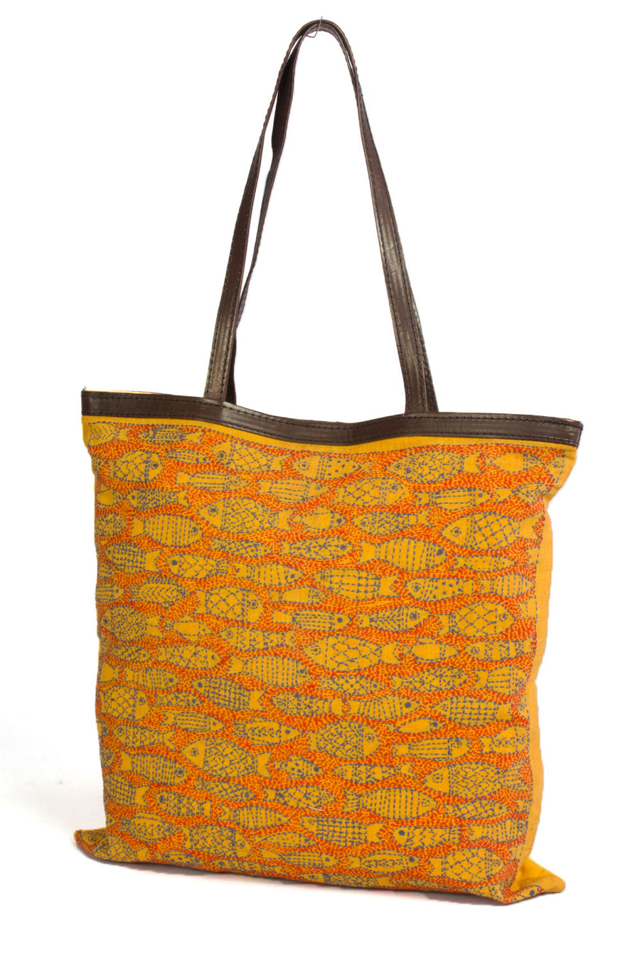 Yellow Kantha Embroidery Tote Bag - Avishya
