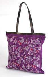 Violet Kantha Embroidery Tote Bag 10065629