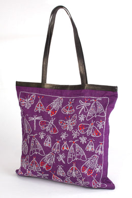 Violet Kantha Embroidery Tote Bag 10065629