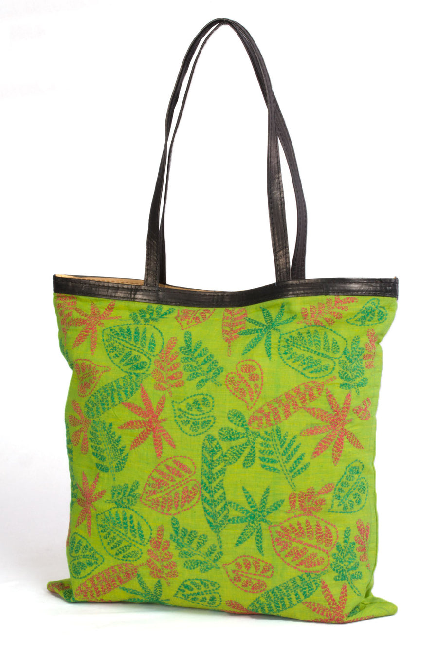 Green Kantha Embroidery Tote Bag - Avishya