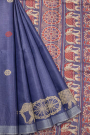 Space Blue Handloom Kosa silk saree - Avishya