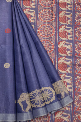 Space Blue Handloom Kosa silk saree - Avishya