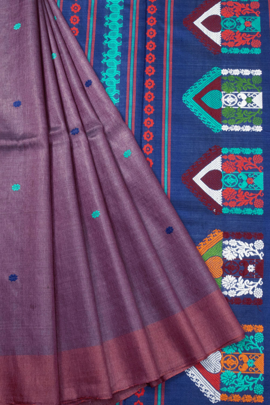 Turkish Violet Handloom Kosa Silk saree - Avishya