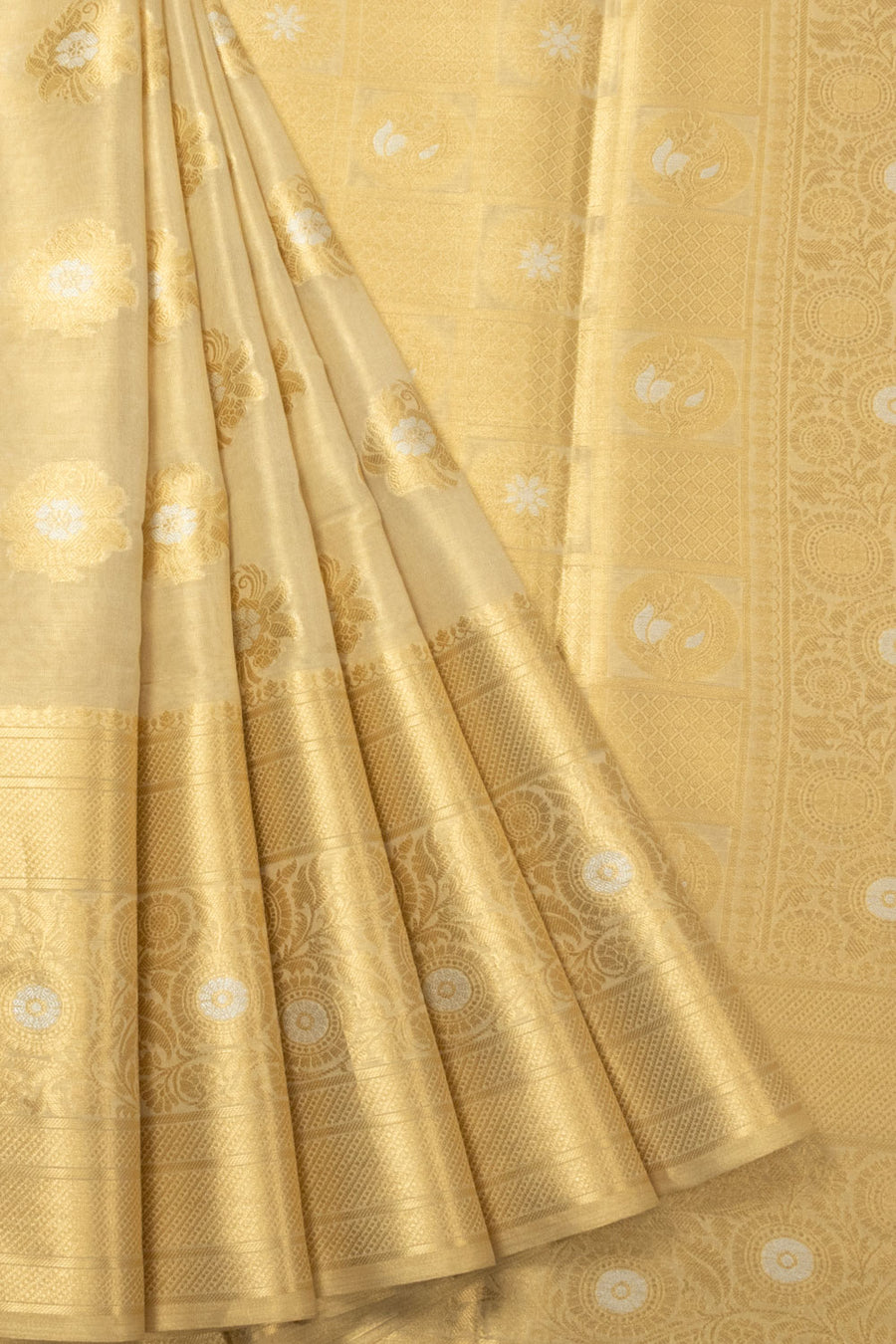 Parmesean Beige Banarasi Tissue Silk Saree - Avishya