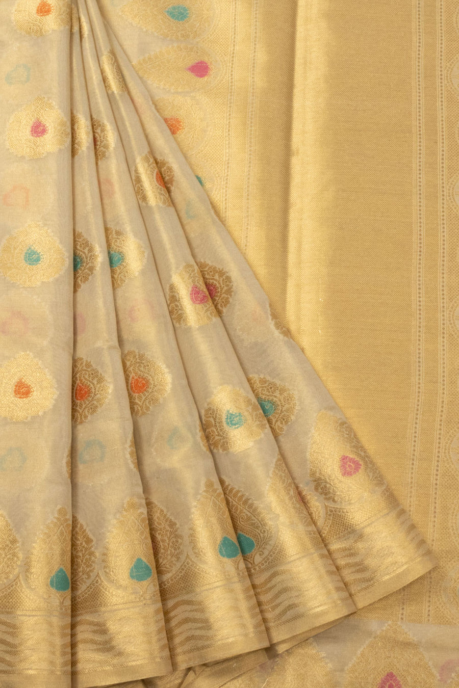 Beige Banarasi Tissue Silk Saree- Avishya