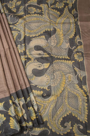 Brown Hand Painted Tussar Silk Saree - Avishya