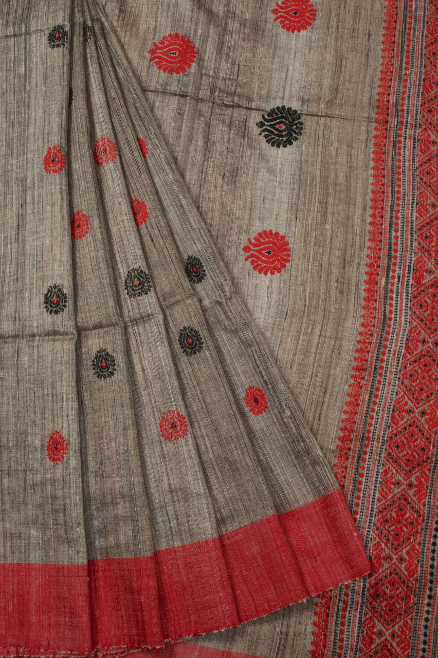 Grey Handloom Geecha Silk Saree - Avishya