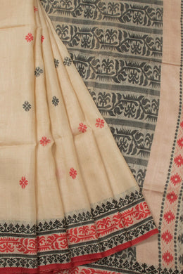 Cream Handloom Jamdani Silk Saree 10065671