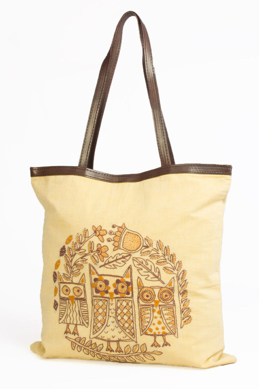Cream Kantha Embroidery Tote Bag -Avishya