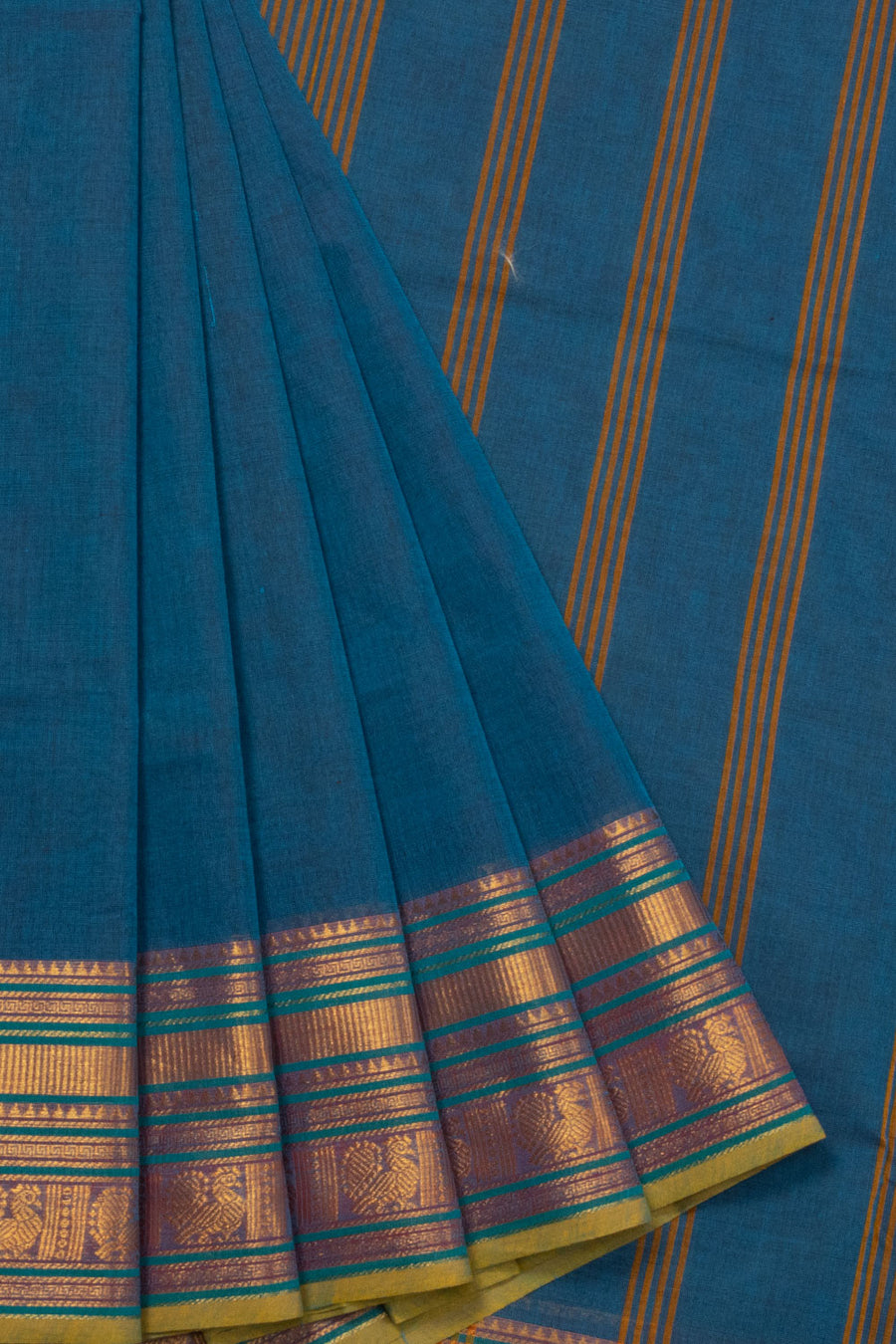 Blue Handloom Chettinad Cotton Saree - Avishya