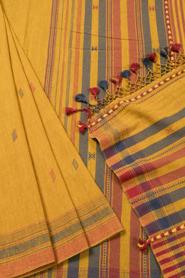 Yellow Handloom Bhujodi Kala Cotton Saree - Avishya