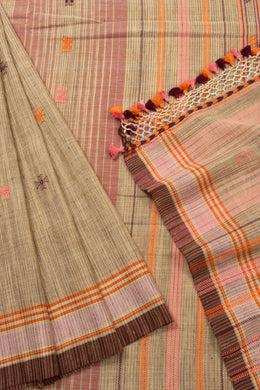 Beige Handloom Bhujodi Kala Cotton Saree  - Avishya