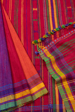 Multi Colour Handloom Bhujodi Tussar Cotton Saree - Avishya