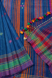Blue Handloom Bhujodi Kala Cotton Saree - Avishya