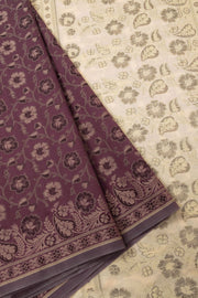 Dark Wine Handloom Himro Silk Cotton Saree - Avishya