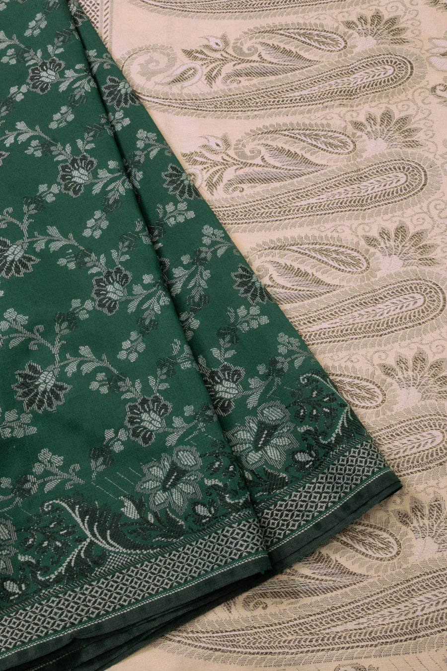 Green Handloom Himro Silk Cotton Saree - Avishya