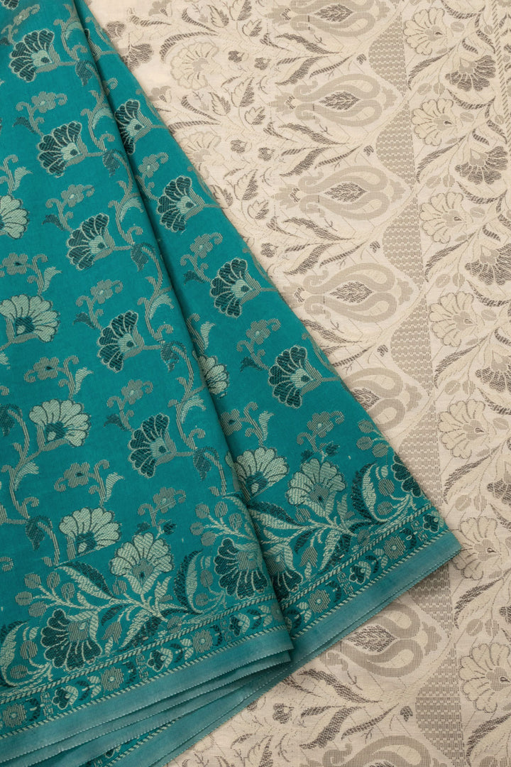 Blue Handloom Himro Silk Cotton Saree - Avishya