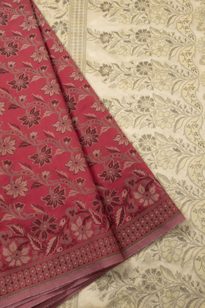 Red Handloom Himro Silk Cotton Saree - Avishya