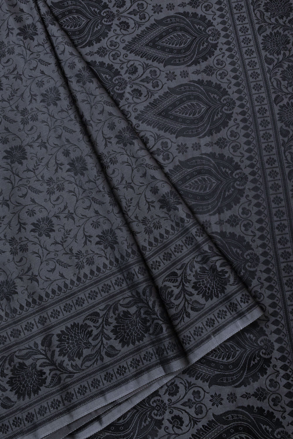 Dark Grey Handloom Himro Silk Saree - Avishya