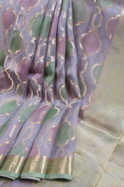 Violet Pure Silk Organza Banarasi Saree - Avishya