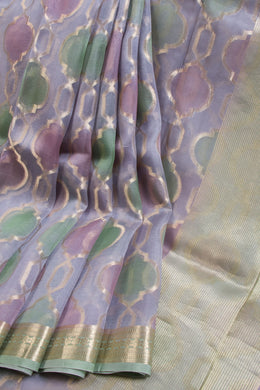 Violet Pure Silk Organza Banarasi Saree - Avishya