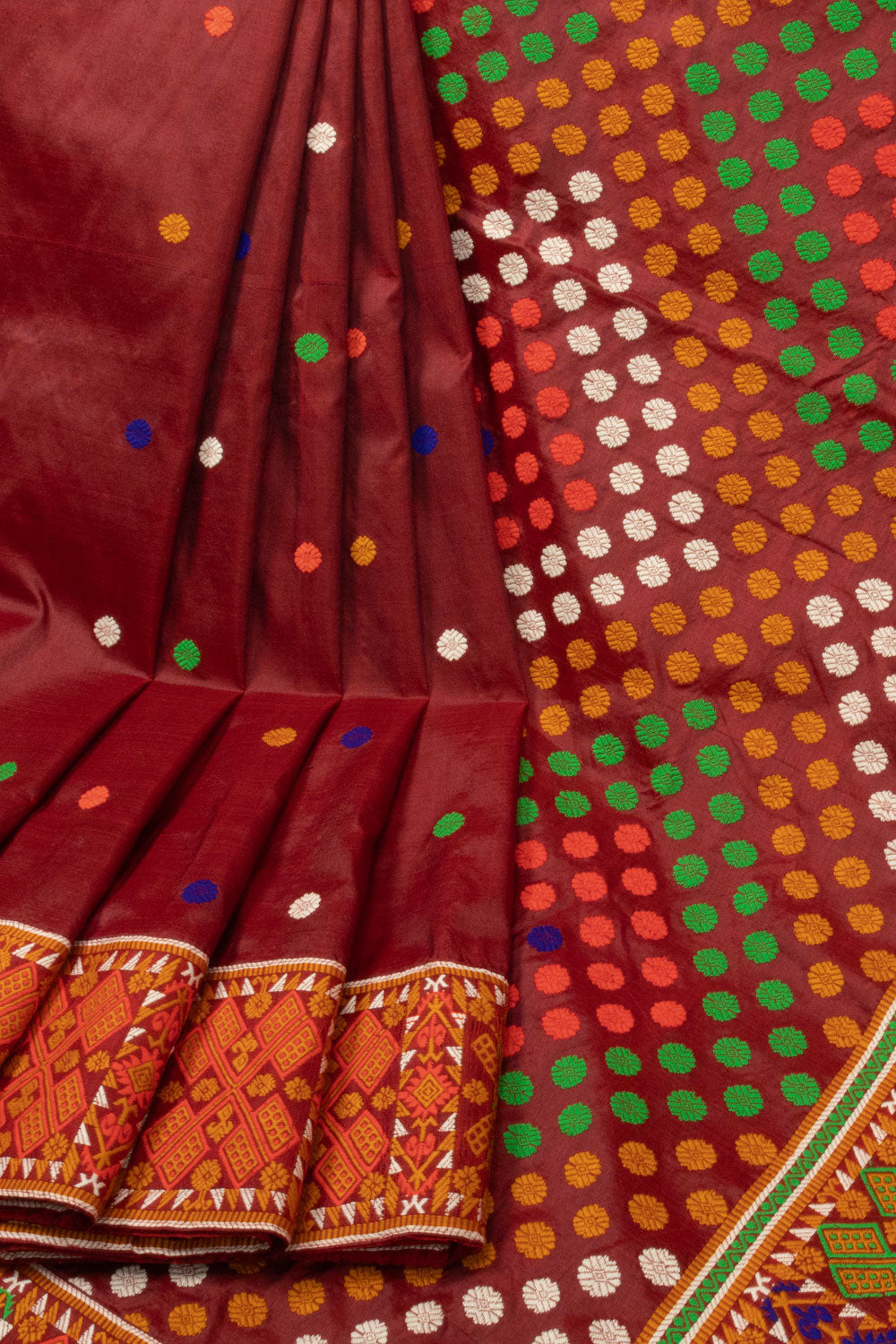 Brown Handloom Assam Silk Saree 10065780