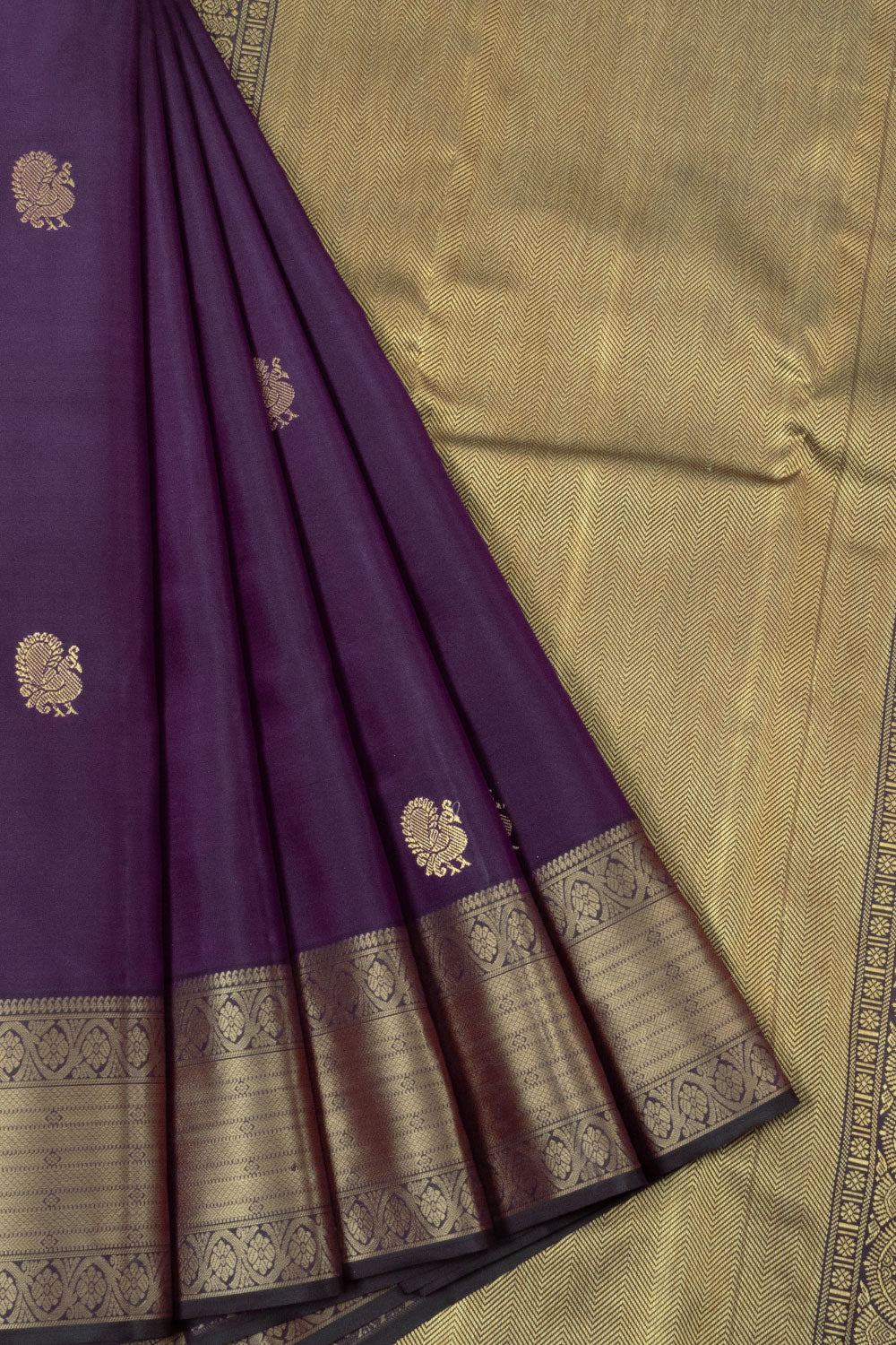 Purple Threadwork Kanjivaram Silk Saree 10065794