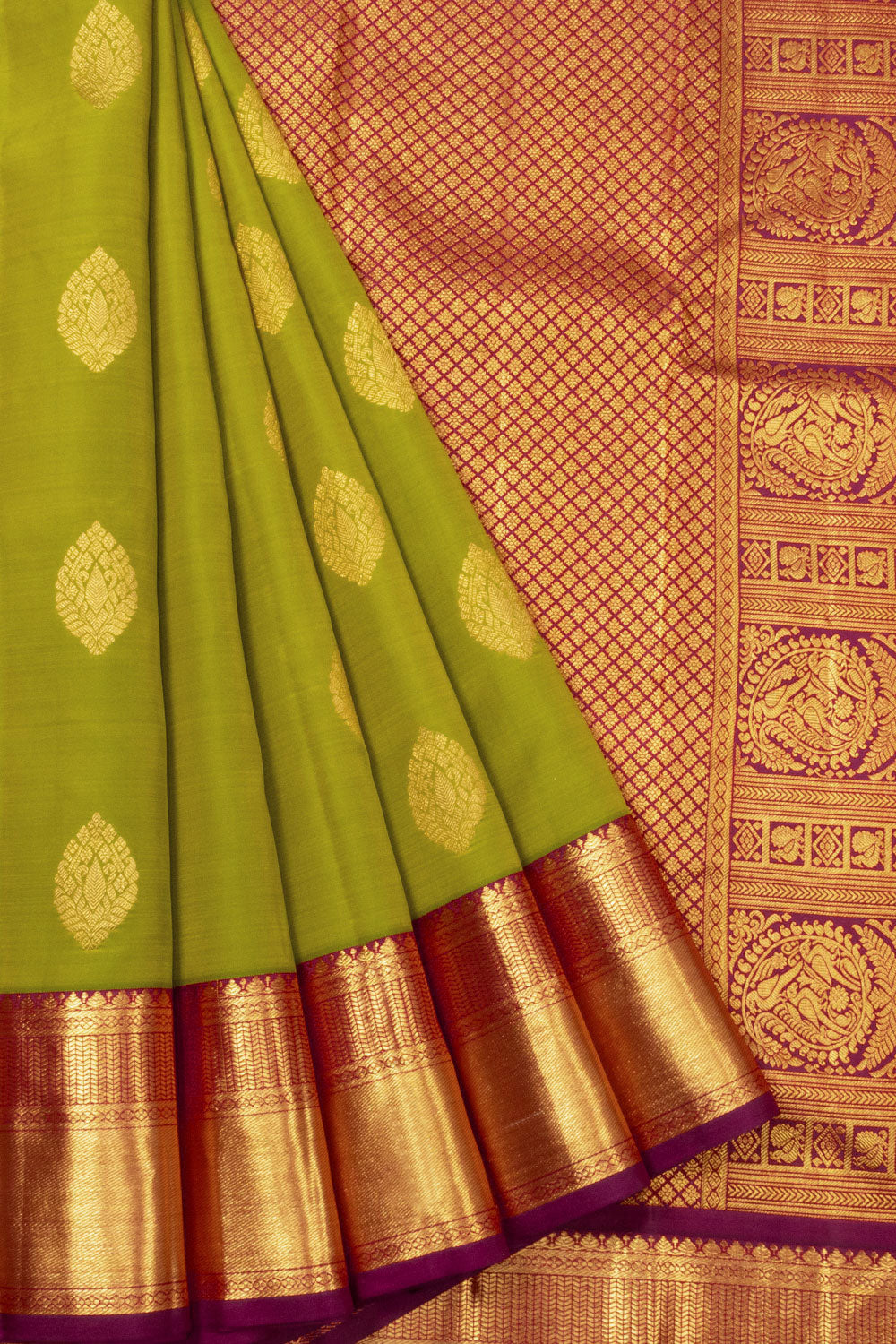 Green Korvai Kanjivaram Silk Saree 10065796