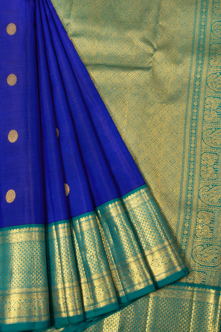 Dark Blue Korvai Kanjivaram Silk Saree 10065801