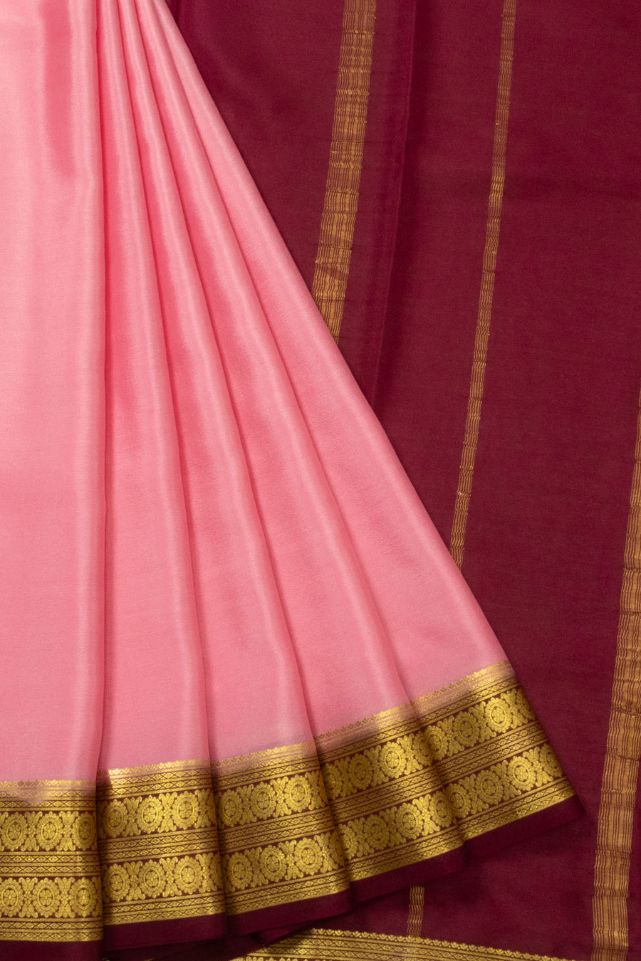 Baby Pink Mysore Crepe Silk Saree - Avishya
