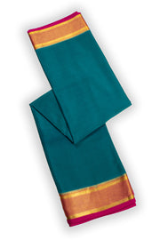 Midnight Teal Blue Mysore Crepe Silk Saree With Zari Border 10076670