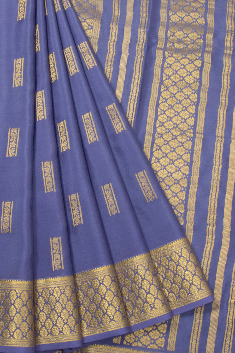 Steel Blue Mysore Crepe Silk Saree - Avishya