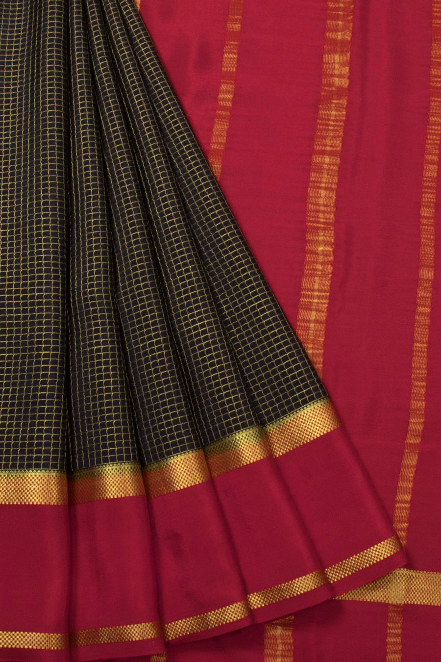 Black Mysore Crepe Silk Saree - Avishya