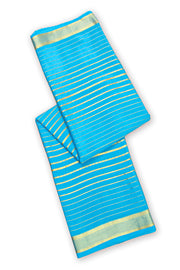 Aqua Sky Blue Mysore Crepe Silk Saree With Stripes Zari Design And Zari Border 10076674