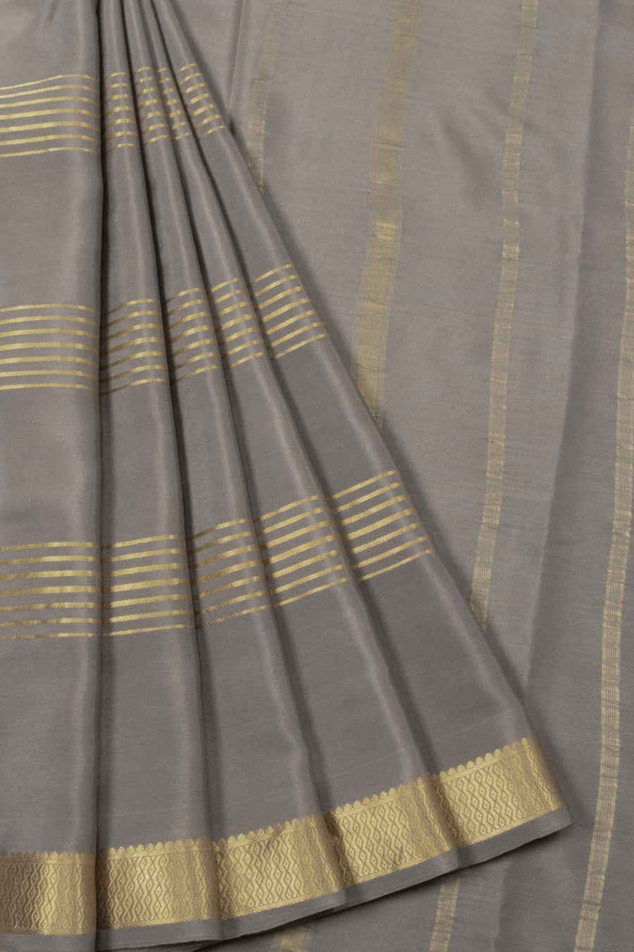 Grey Mysore Crepe Silk Saree - Avishya