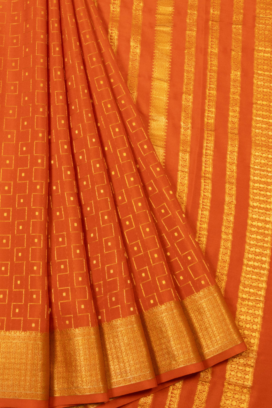 Orange Mysore Crepe Silk Saree - Avishya