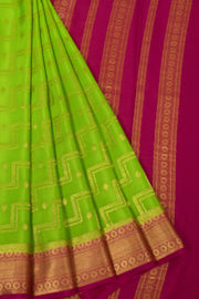 Lawn Green Mysore Crepe Silk Saree - Avishya