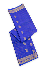 Sapphire Blue Mysore Crepe Silk Saree With Paisley Motifs Design And Zari Border 10076681
