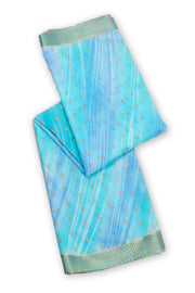 Skyline Blue Mysore Georgette Saree With Floral Butta Design And Zari Border 10076682