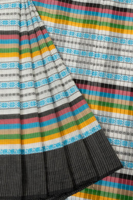 Off White Handloom Dhaniakhali Cotton Saree - Avishya