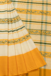 Off White Handloom Dhaniakhali Cotton Saree - Avishya