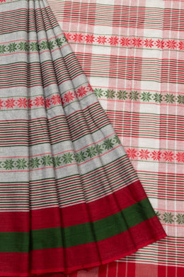 Multi Colour Handloom Dhaniakhali Cotton Saree - Avishya
