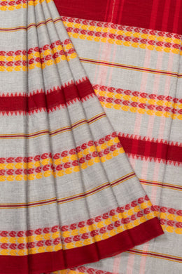 Grey Handloom Dhaniakhali Cotton Saree - Avishya