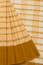 Mustard Yellow Handloom Dhaniakhali Cotton Saree  - Avishya