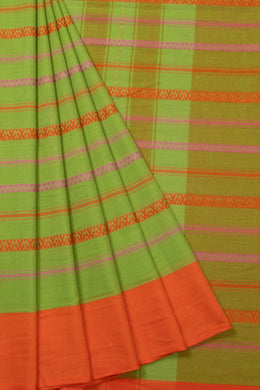 Green Handloom Dhaniakhali Cotton Saree - Avishya