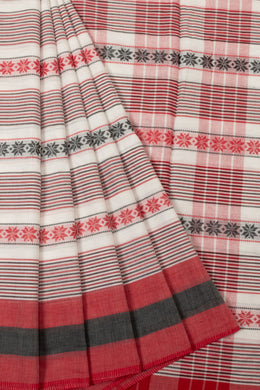 Off White Handloom Dhaniakhali Cotton Saree - Avishya