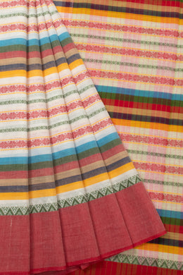 Multicolor Handloom Dhaniakhali Cotton Saree - Avishya